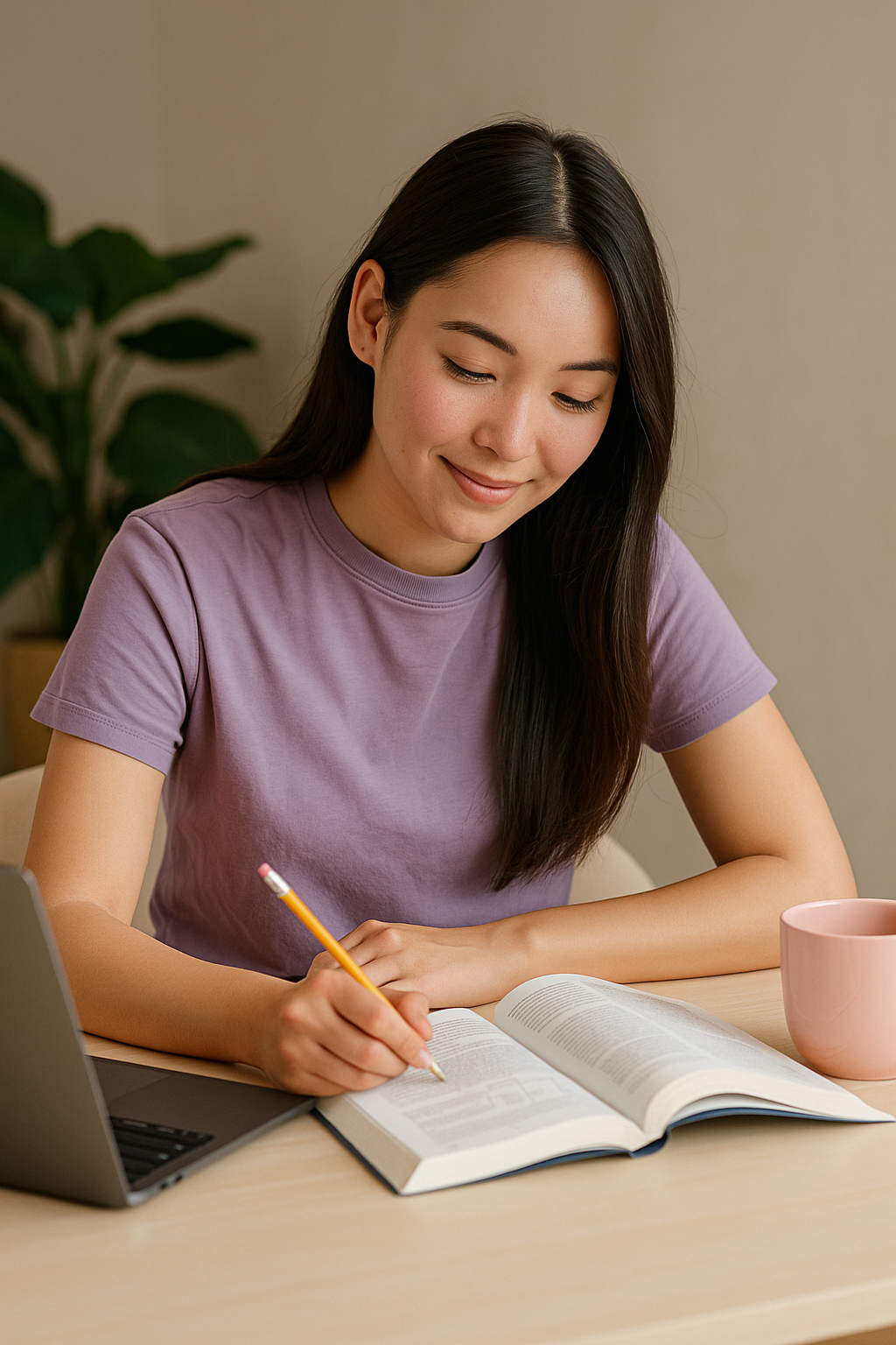 Studying at desk with Happy Cramps—focus during periods